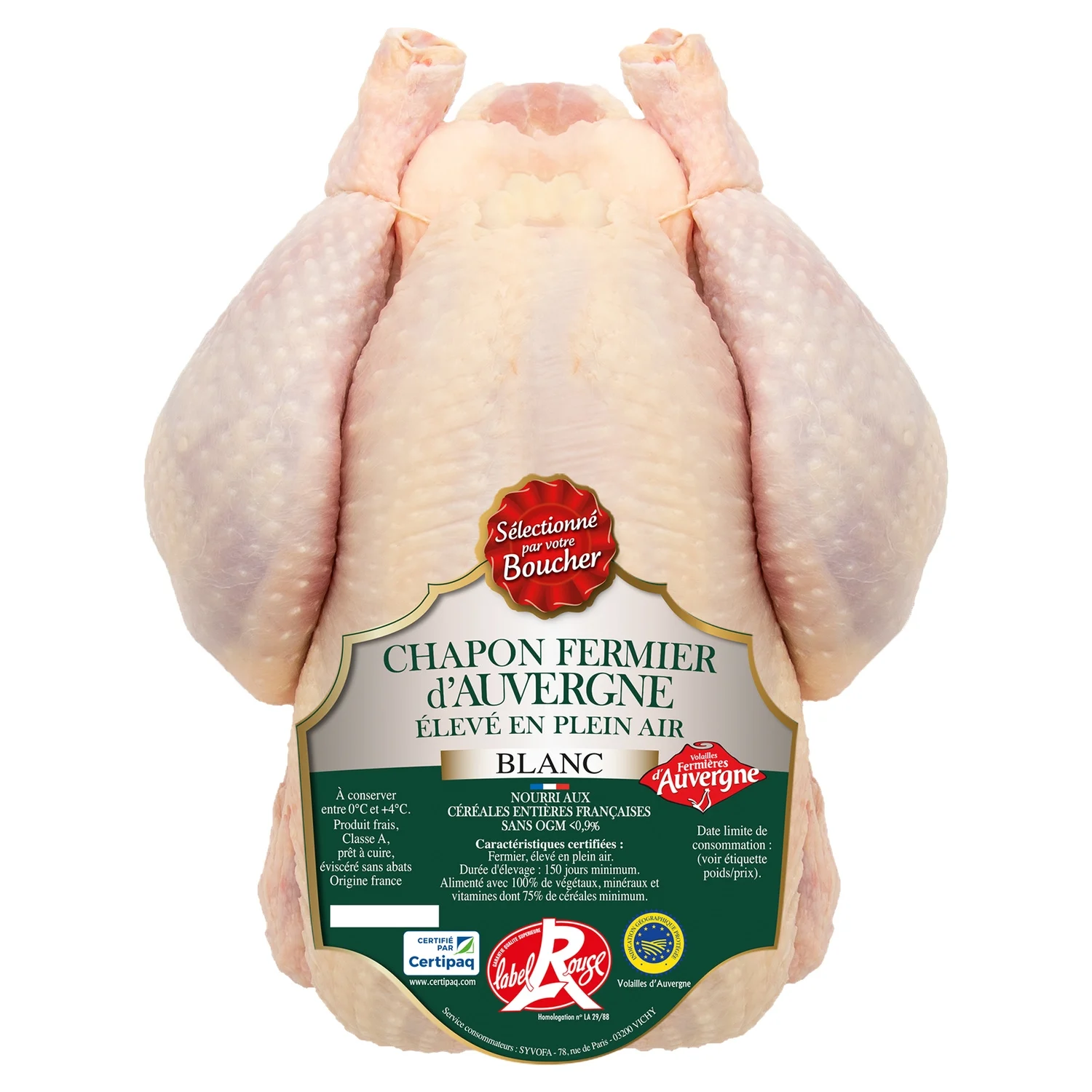 Chapon Blanc Fermier d'Auvergne Label Rouge
