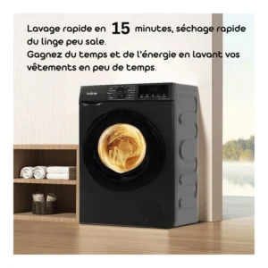 Lave-linge Hublot Orsan Linarie Ljwm1014abk Noir 10kg 1400 Tours Moteur Induction 11 Programmes & Vapeur Classe A